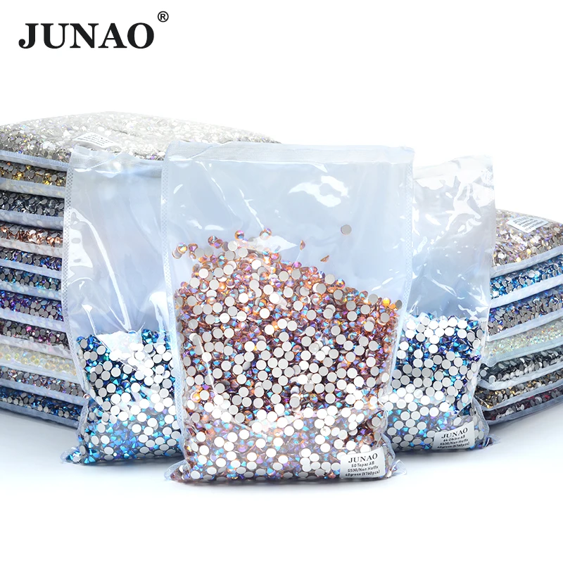 JUNAO Strass en verre de cristal AB 100 brut 14400 pi ces SS6 8 10 12 jpg junao-strass-en-verre-de-cristal-ab-100-brut-14400-pi-ces-ss6-8-10-12-jpg