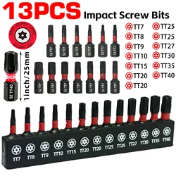 Enhanced Anti - Theft Torx Impact Bit Set with Magnetic Anti - Slip Screwdriver Bits and Extension Rod (Brown)