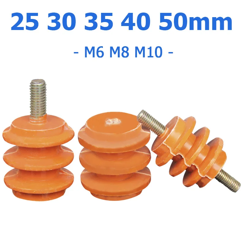 

25 30 35 40 50mm Yellow Insulator M6 M8 M10 Screw Rod Slight Voltage Resin Insulator Cabinet Fixing Ground Pile For Distribution