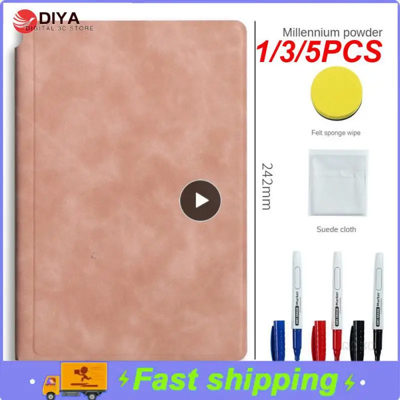 

1/3/5PCS Reusable Whiteboard Notebook Leather Memo Free Whiteboard Pen Erasing Cloth Weekly Planner Portable Stylish Office