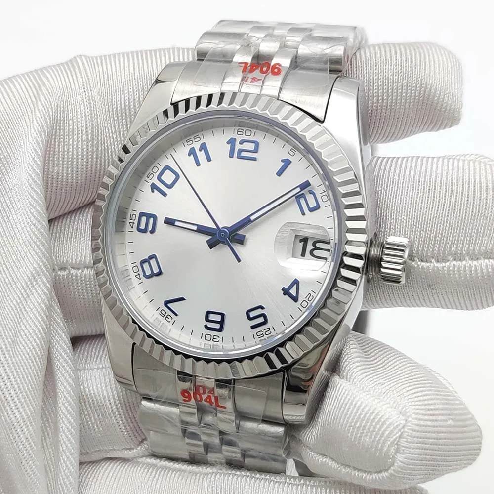Men's Automatic Mechanical Watch, 36mm Case, Sapphire Glass, Water Resistant, Transparent Case Back, Stylish Watch