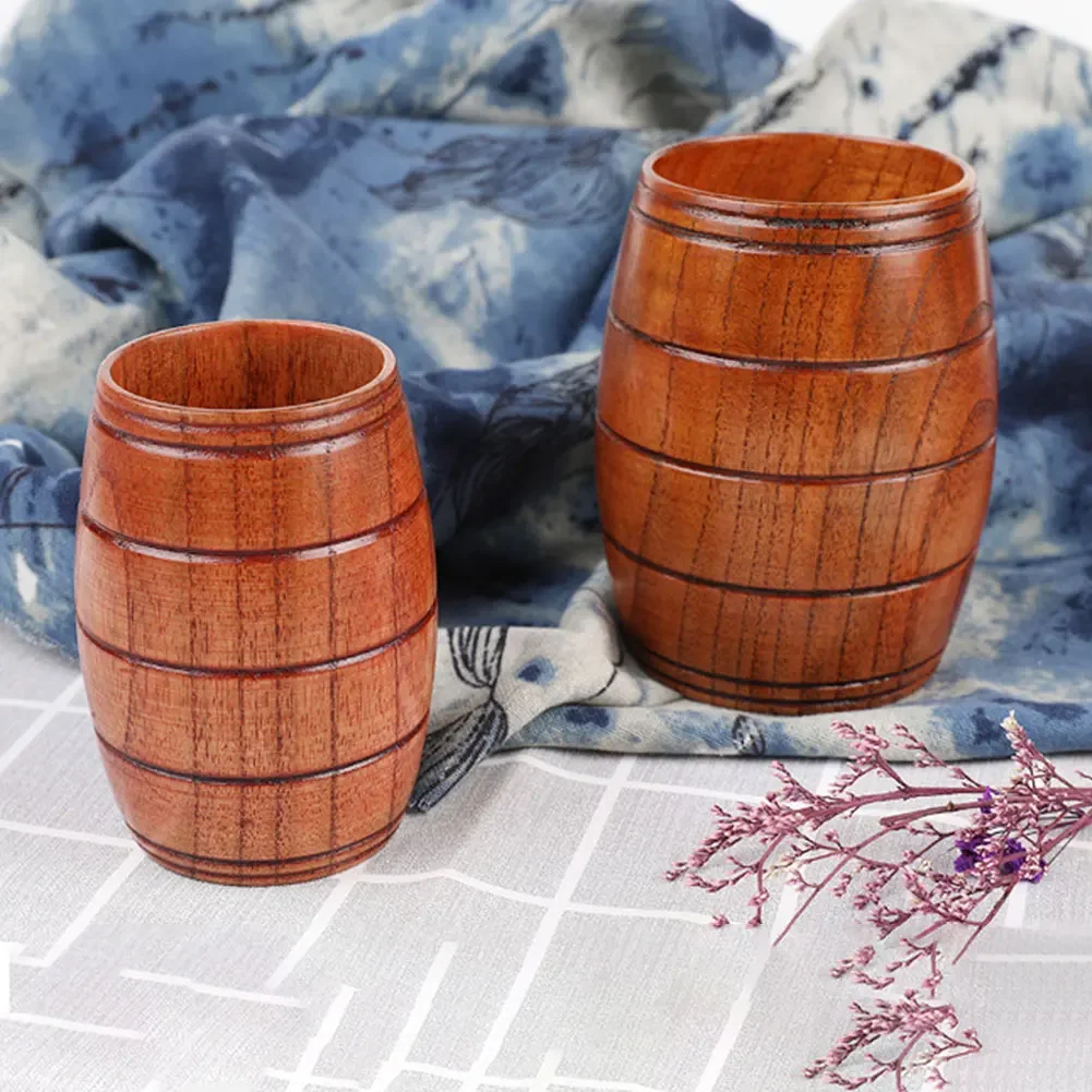 15 Styles Jujube Wooden Handmade Water Coffee Mug Cup Tea Beer Juice Milk Mugs Drink Cups With Handle Coffee Beer Mug Retro Gift