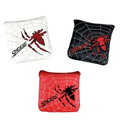 Spider Pattern Golf Putter Cover PU Leather Large Mallet Golf Head Cover Magnetic Closure Golf Head cover