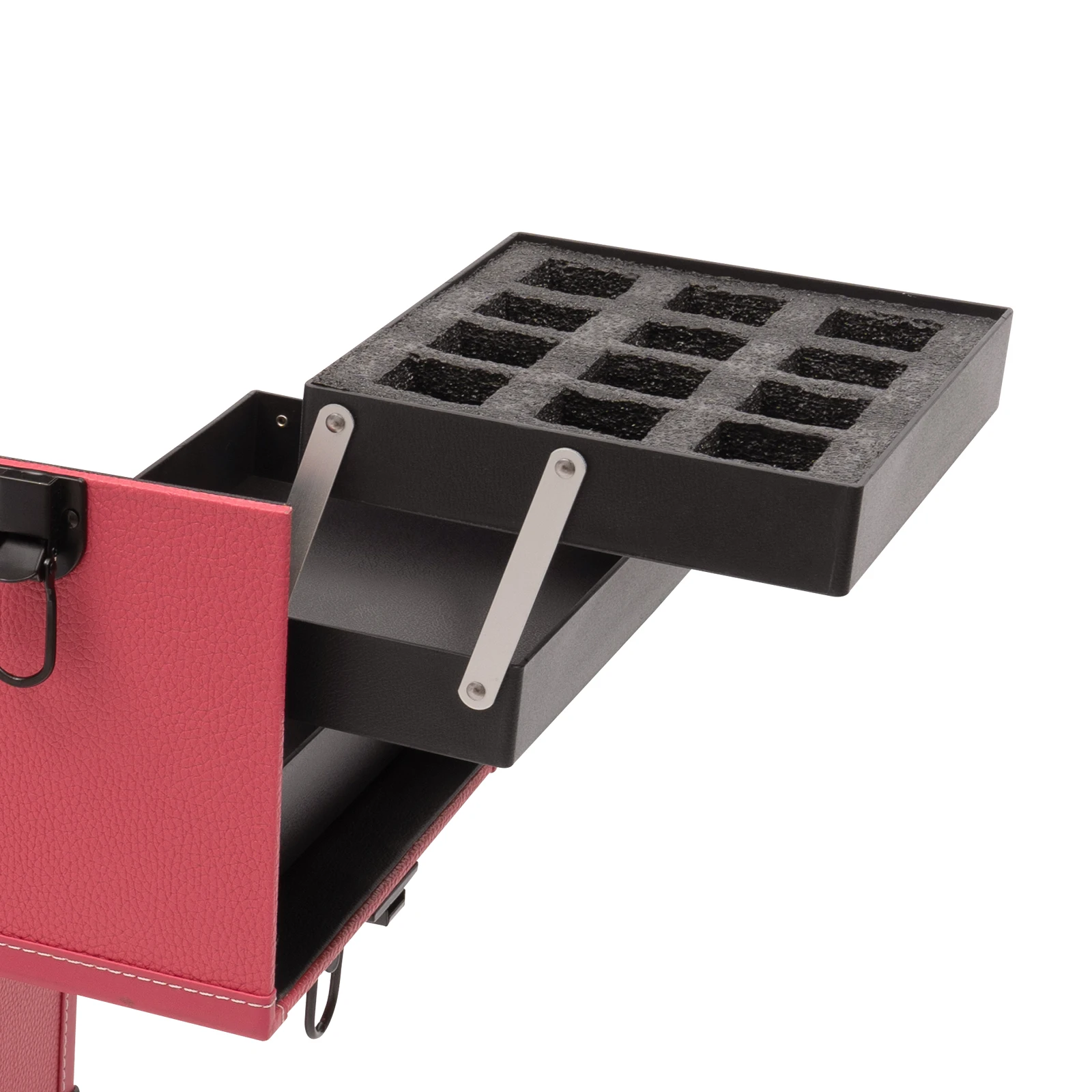 Robustes Make-up-Zugetui mit einziehbaren Tabletts, großem Speicherkapazität und sicheren Schlössern – hochwertige wasserfeste Materialien – Detail 2