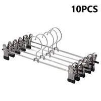 10pcs Coat Hangers Strong Clothes Hanger Drying Rack For Trouser Skirt Pants Non-Slip Stainless Steel Hangers Clothes Adjustable 1