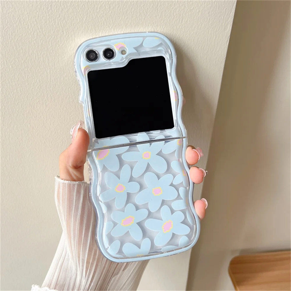 Cartoon Colorful Flower Transparent Wavy Painting Luxury Phone Case