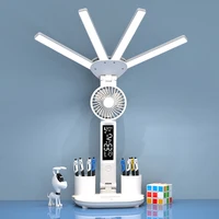 Rechargeable Table Lamp for Study, Desk Lamp Reading Light Led Table Light with Fan, Led Clock Dispaly Reading Lamp 1