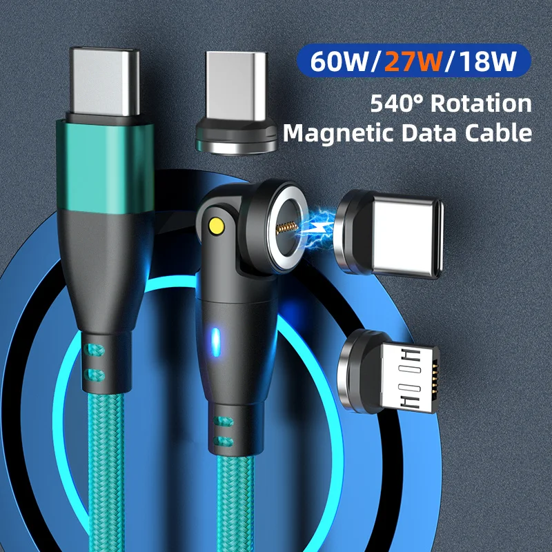 

Wholesale 540 Rotation L Shape Straight Design 3A Fast Charging USB C Magnetic Cable USB C to USB C PD 60W Magnetic Cable