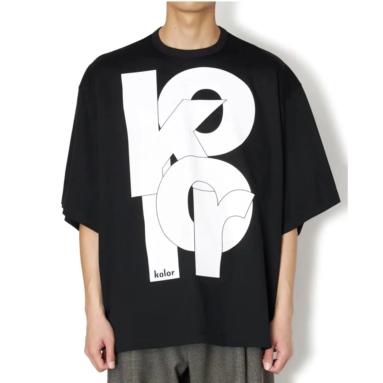 New Arrival 22SS KOLOR Japan Three Color Short Sleeve Loose Letter Printed  Round Neck T-shirt Men's Summer Tees