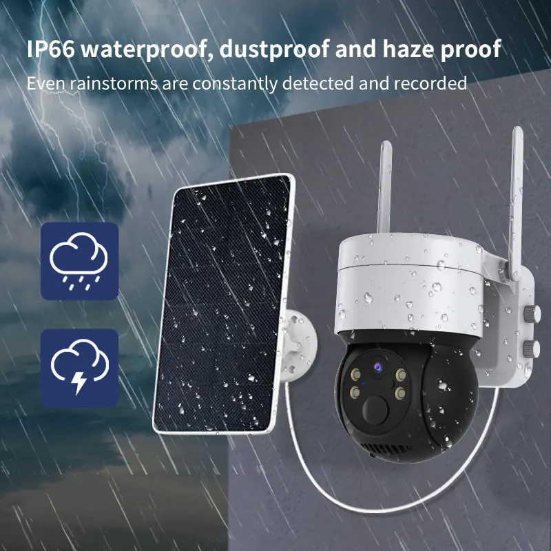 

WIFI Solar Security Camera 3MP 360PTZ Motion Detection Outdoor Lightning-Protection Wireless HD APP Control Security Dome Camera