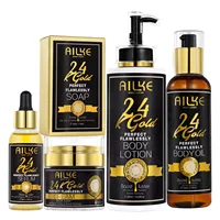 AILKE 24K Ensemble de blanchiment de la peau, éclaircissant, élimine les taches noires, la mélanine, les taches, même le teint, hydratant, pour tous les types de peau 1