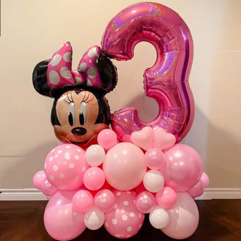 32pcs/Set Disney Theme Pink Minnie Mouse Head Foil Balloon 32inch Rose