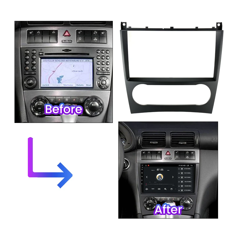 9 inch Car Fascia Radio Panel for MERCEDES BENZ C klasse (W203) 2004-2007;  CLC (CL203) 2008-2011 Dash Kit Facia Bezel Plate - AliExpress