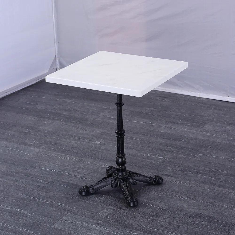 

Commercial American retro restaurant square double white composite acrylic table