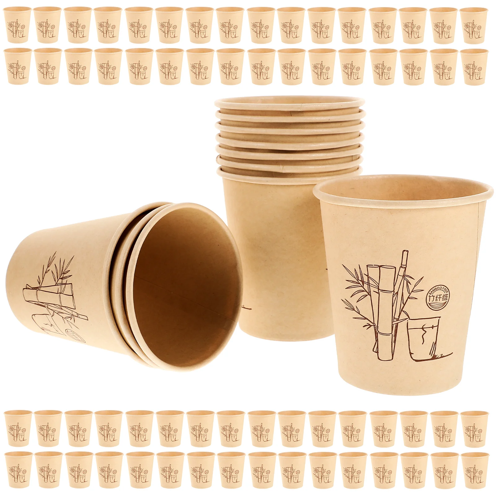 

150 Pcs Thickened and Hardened Bamboo Fiber Natural Color 9 Oz Paper Cup 150pcs Coffee Milk Cups Juice Packing Party Glasses