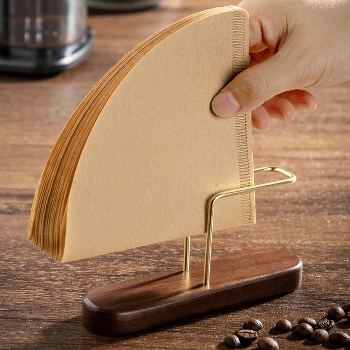 Solid wood coffee filter paper holder image 2