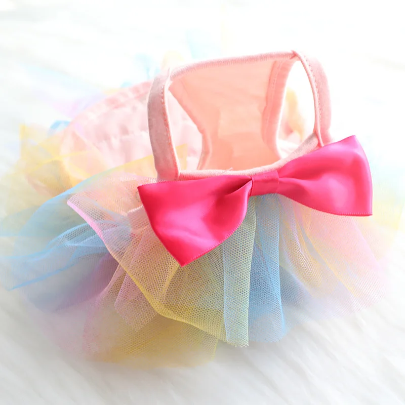 Dog skirt Summer thin Teddy bear small pet clothes colorful gradient Pompadour princess skirt