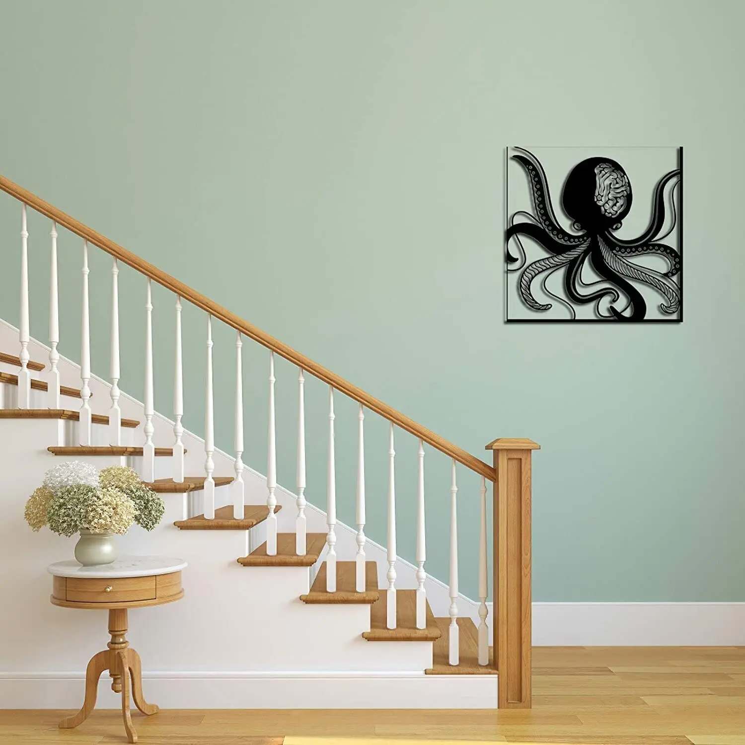 

Modern Sea Animals Metal Wall Decor Cool Black Octopus Sculpture Art for Home Living Room/Home Decoration