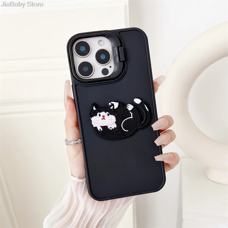 Custodia morbida in silicone per telefono con protezione antiurto per fotocamera con motivo a gatto e cane liquido per iPhone 11 12 13 14 15 16 Pro Max Plus_voghion.com