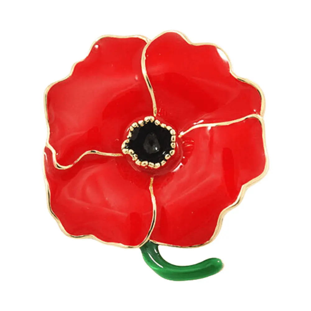 Poppy Badge Clip Metal Red Poppy Flower Lapel Lest We Forget Dripping Oil Pin Jewelry Gift for Friends
