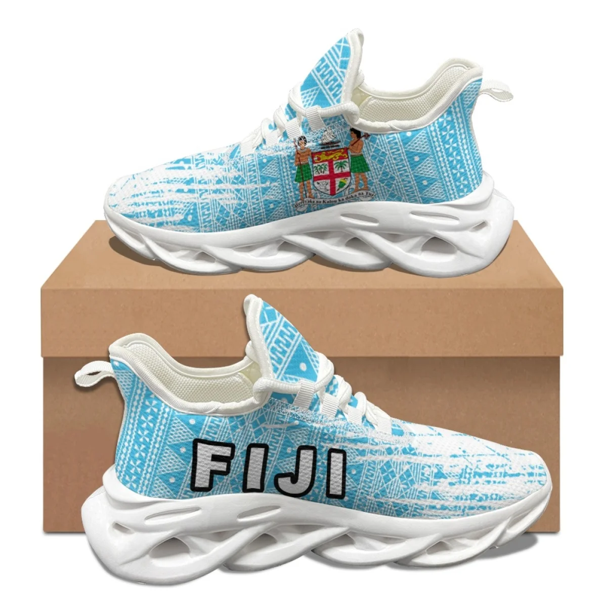 Fiji Flag Coat Of Arm Print Flats Shoe Polynesian Lace-Up Breathable Comfort Running Shoes Sneakers Female Footwear Adult Gift