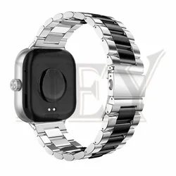 Premium Stainless Steel Smartwatch Wristband - Metal Link Bracelet Strap for Redmi watch 4 (Silver black 09)