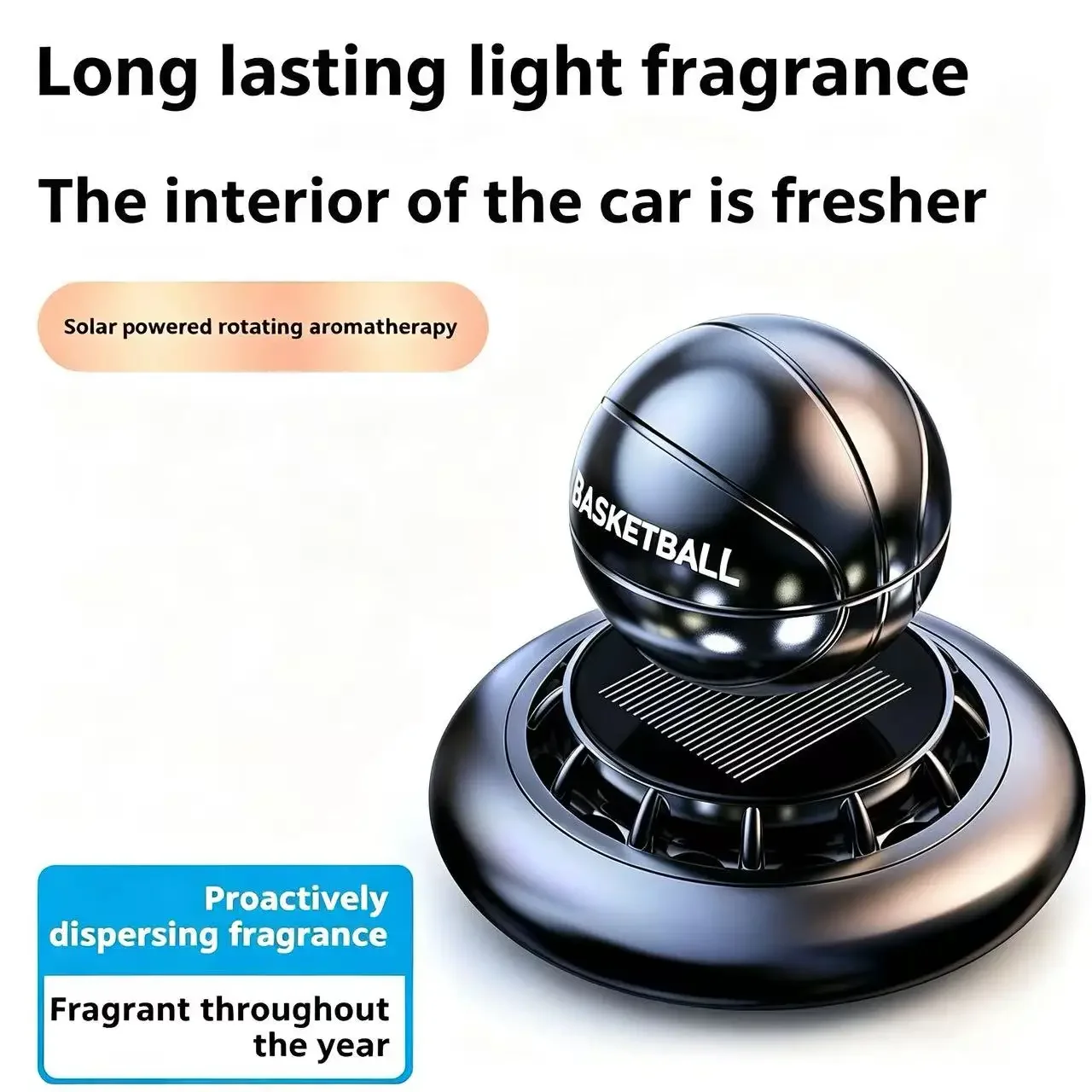 Diffusore di Aromi per Auto a Energia Solare con Rotazione Automatica a Forma di Pallone da Basket, Rimuovi Formaldeide, Profumo Duraturo e Delicato