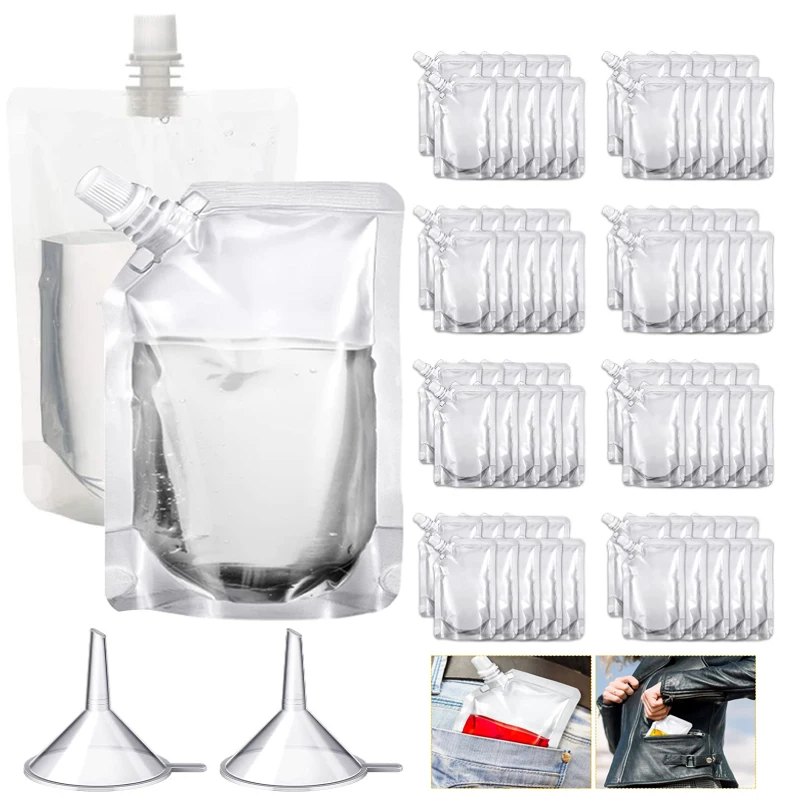 100ml-500ml  Travel Drink Spout Pouches Transparent Plastic Bags Sealed Juice Storage Beverage  Ice Cold Drink Pouch Portable