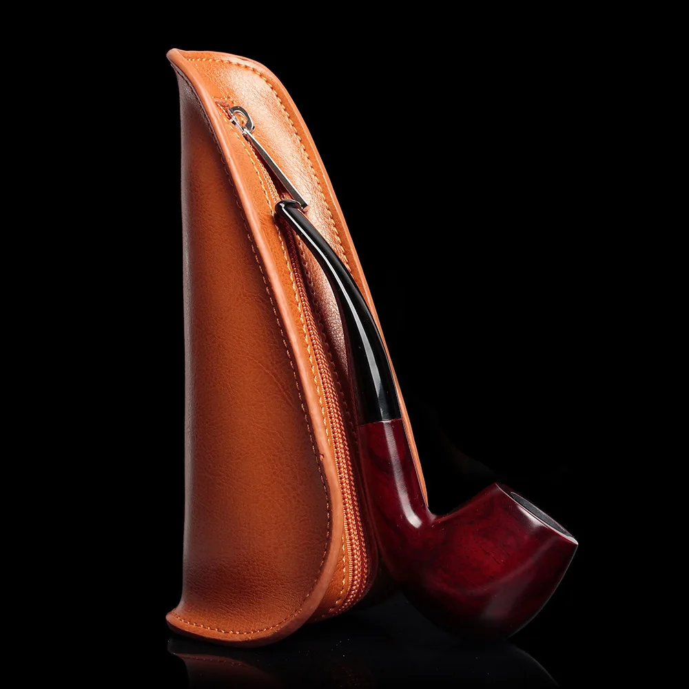 Astuccio in pelle per pipa, custodia portatile per pipa singola, borsa da viaggio per 1 pipa da tabacco - immagine 2