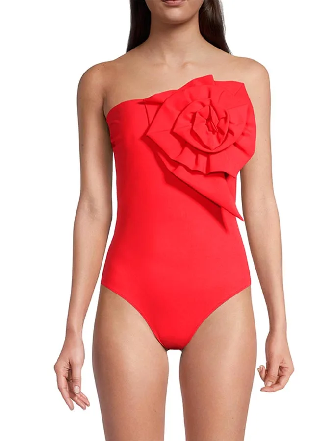 

Solid Color Fashion Strapless Rose Fold One Form-fitting Sexy Summer Travel Swimsuit Wrap Bikini 2023 Women New Beach