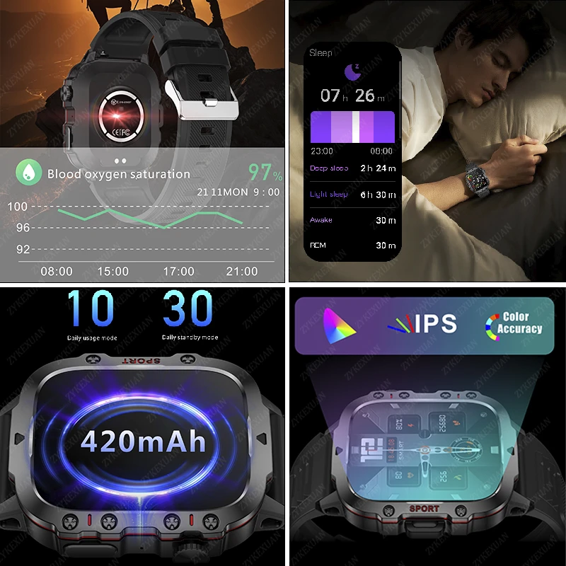 Smart Watch 2025 For Xiaomi New Rugged Military GPS Smart Watch Men Bluetooth Call Health Monitoring AI Voice Sports Waterproof Smartwatches