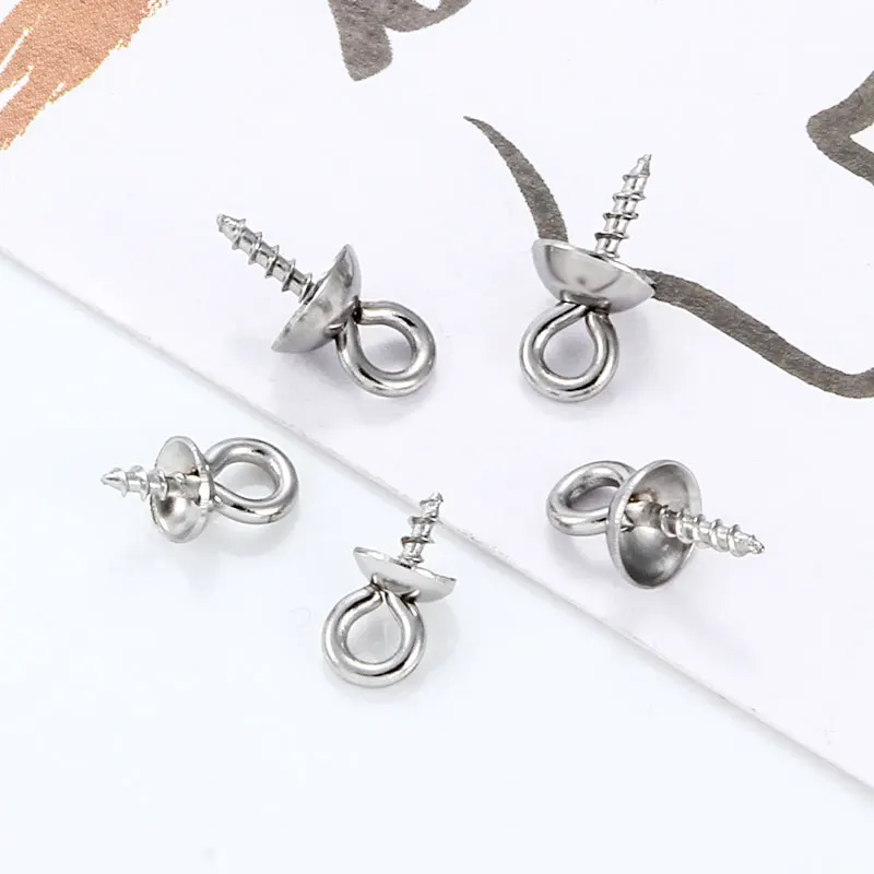 StainlessSteelScrewEyePinsBailTopDrilledBeadsEndCapsPendant