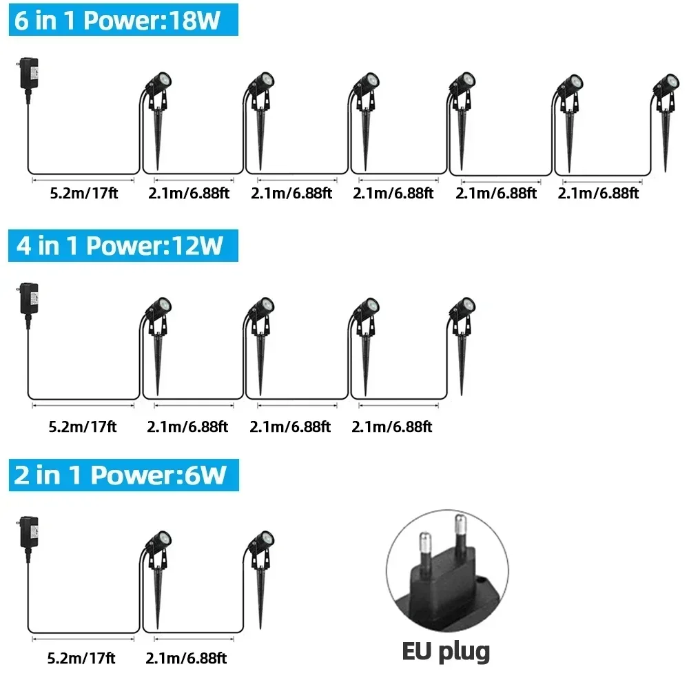 Garden light Led Garden Lights 2/4/6/8/10 in 1 Outdoor Waterproof Spotlight RGB Dimming