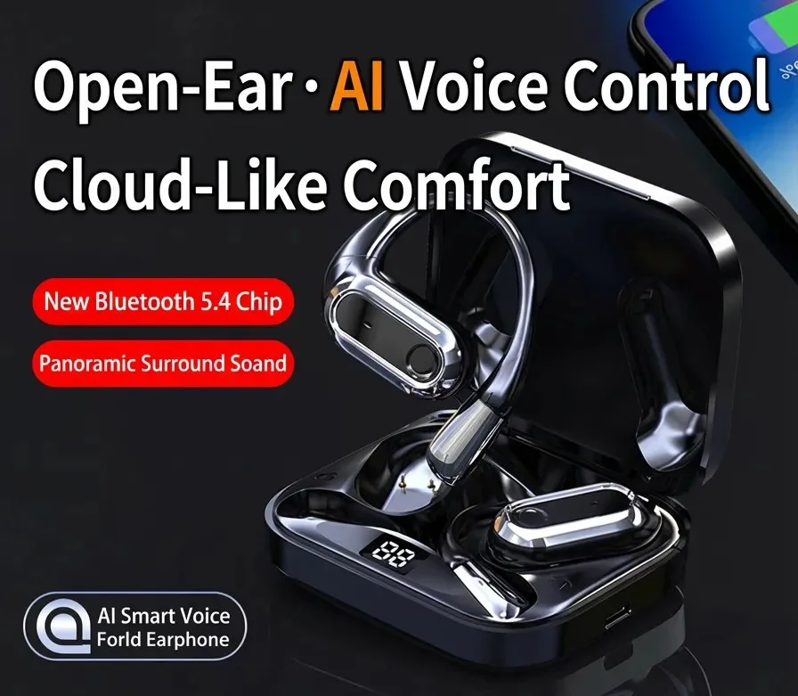 MUJIAN | Wireless Open-ear Bluetooth Headphones with Long Battery Life