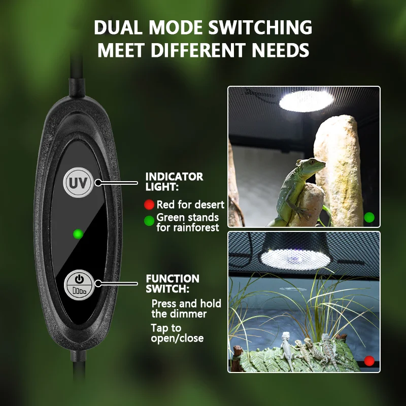 UVB Pet Reptile Lampfor Amphibian Snake Lamp Heat Reptiles Bulb LED/UVB Dual Mode Reptiles Light Lizard Breeding Box Lighting