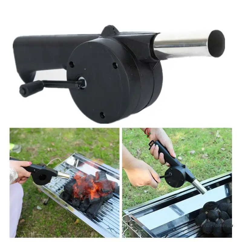 1PC Outdoor Cooking BBQ Fan Air Blower For Barbecue Fire Bellows Hand Crank Tool For Picnic Camping Handheld Cooking Fan Tool