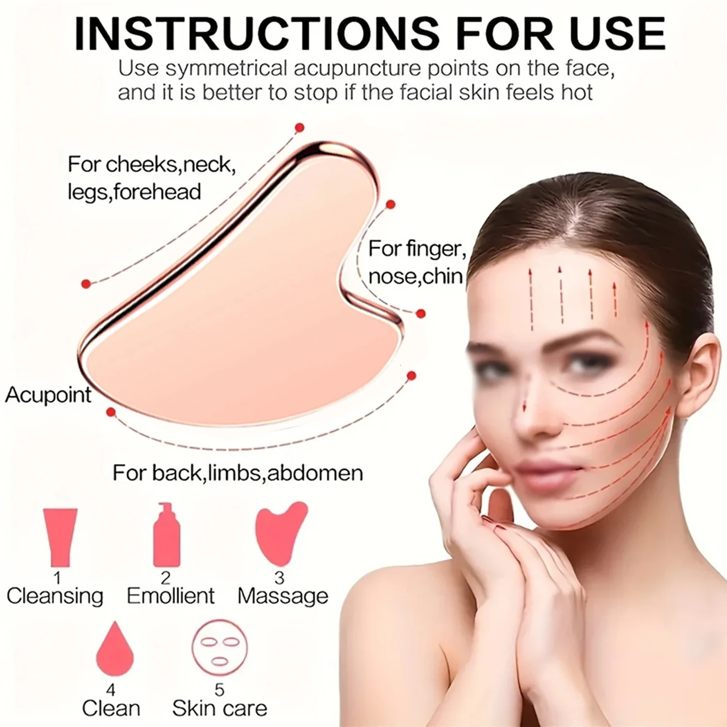 Stainless Steel Gua Sha Facial Tools for Face Body Jawline Shaper Double Chin Reducer Lymphatic Drainage Massager Skin Care Gift