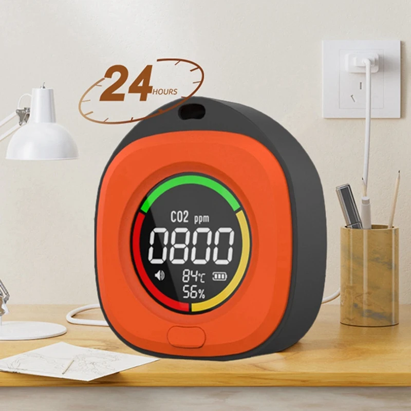 A75T K5C Mini Carbon Dioxide Detector CO Tester Air Quality Portable Monitor LED Screen USB Typc-C Charging Indoor