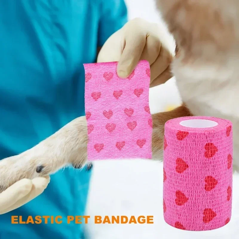 Self Adhering Bandage Pet Dog Cat Medical Breathable Elastic Non-woven Self Adherent Wound Outdoor Retractable Sports Tape