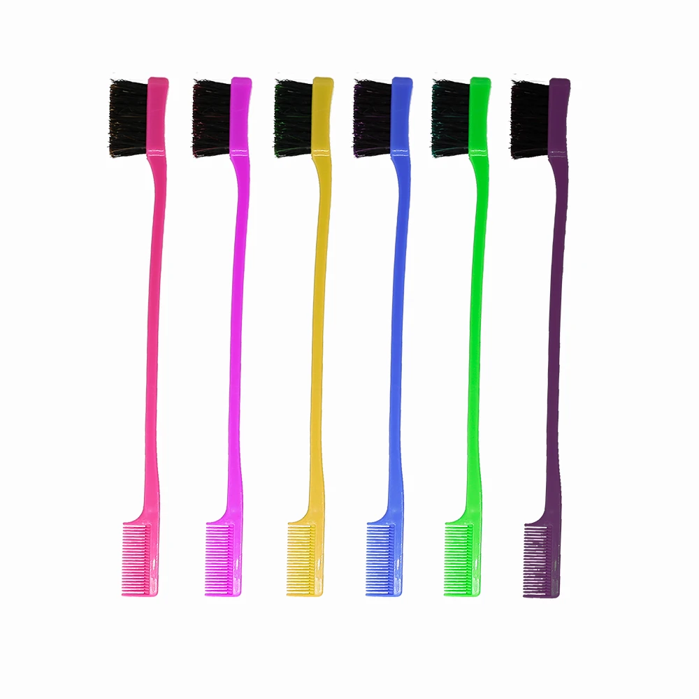 JounhTyiy Wholesale Bulk 2 In 1 Boar Bristles Comb Edge Control Private Label Edge Control Hair Brush Girl Hairstyle Hairdresser