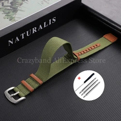 Breathable Retro Men’s Sports Nylon Watch Band in Khaki Field 20/22mm - 22mm (Green)