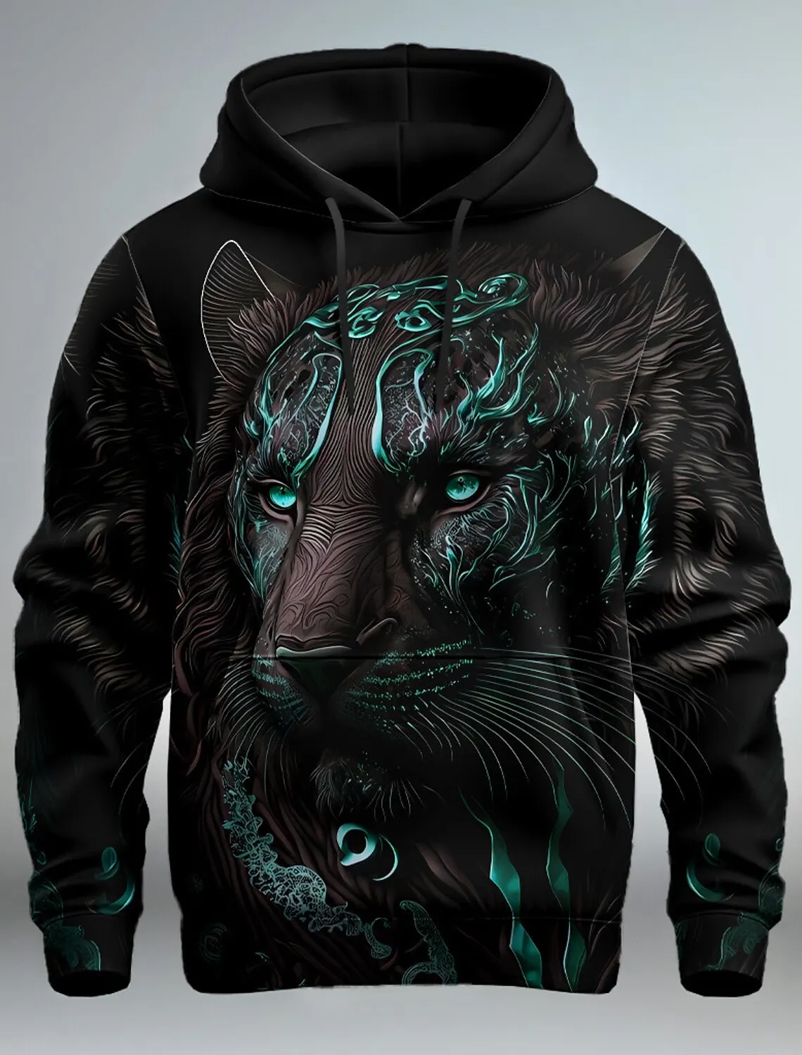 Print Hoodies Graphic Lion Men's 3D Print Hoodie Streetwear Long Sleeve Hooded Print Front Pocket Spring Sweatshirt