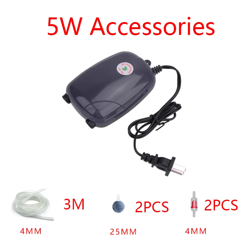 Aquarium Air Pump Fish Tank Mini Silent Compressor Single Double Outlet Oxygen Pumps Aquariums Aquatic Accessories 220V 3W 5W 6