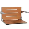 Folding Shower Bench Seat Teak Silver Frame Arms 400lb Capacity ADA Compliant Created USA 1