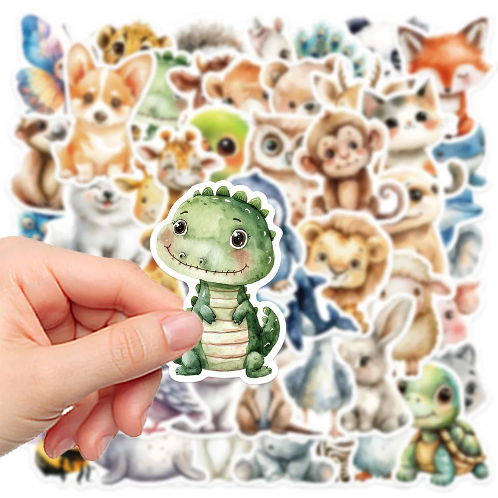 50PCS Cute Watercolor Animals Graffiti Stickers Cartoon DIY Skateboard Phone Case Laptop Waterproof Cool Sticker Decals Toy 5