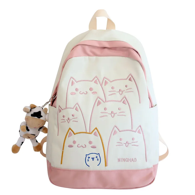 

Kawaii Cat Printed School Backpacks for Teenager Girls Nylon Waterproof College Student Schoolbag Casual Shoulder Bags for Women