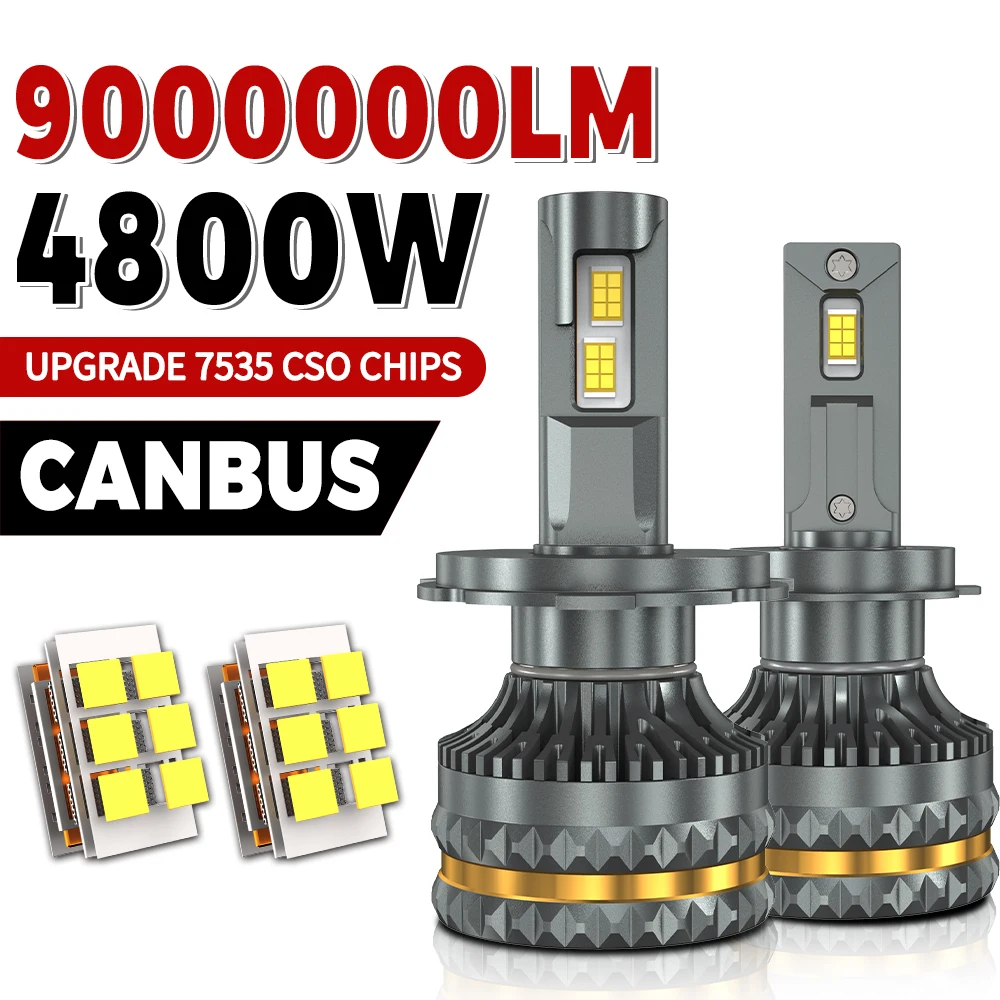 9000000LM H7 Canbus หลอดไฟ LED 4800W H4 H11 H1 9005 HB3 9006 HB4 H13 9004 9007 Turbo ไฟหน้าอัตโนมัติ 12V 24V ไฟรถ 1
