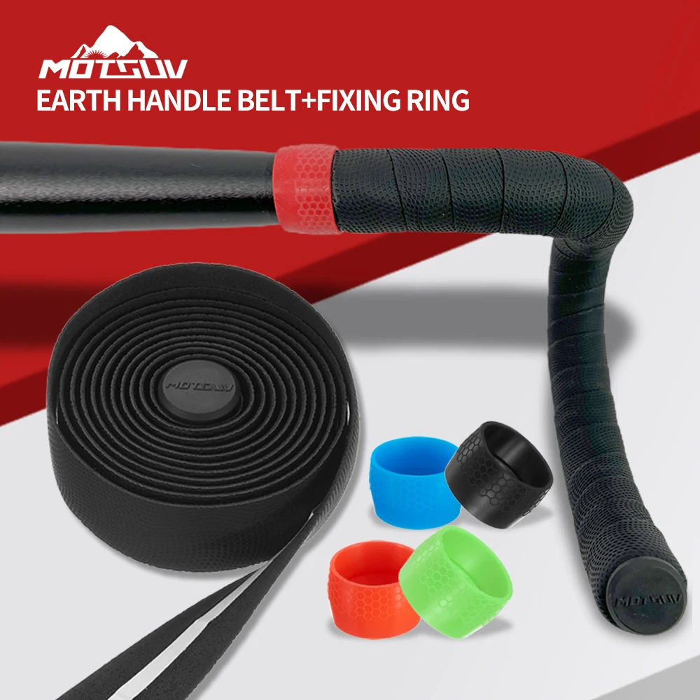 MOTSUV Road Bicycle Handlebar Winding Tape Bike EVA PU Bar Tape Soft Cycling Damping With 2 Bar Plug Anti-slip Shock Strap Parts