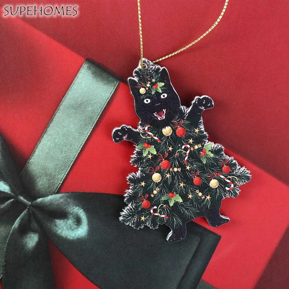 

Funny Creative Christmas Acrylic Black Cat Pendant Delicate Practical Xmas Tree Decor Durable Hangable Ornaments Kids Gift