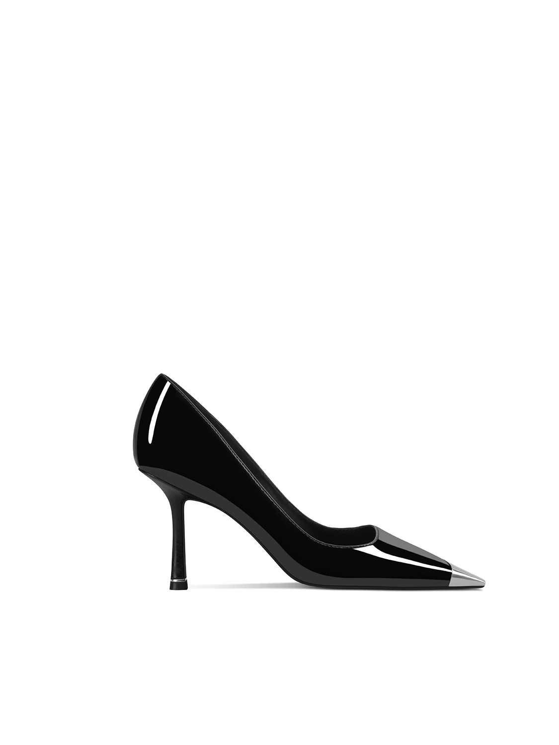 Autumn New Women's High Heels Black Patent Leather Versatile Square Heel Trend Women's Shoes 5
